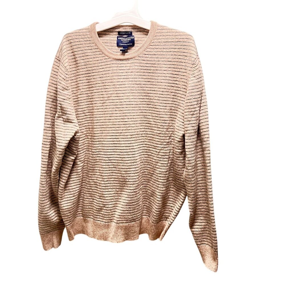 American Eagle Outfitters Vintage Slim Fit‎ Striped Sweater XXL Beige